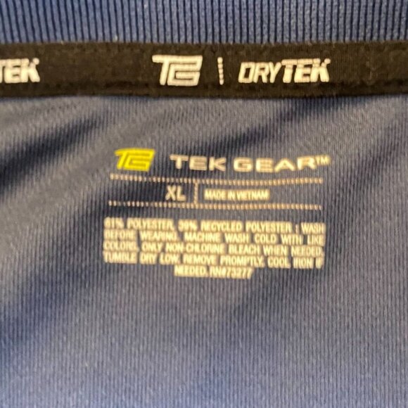 Tek Gear Mens Polo Shirt XL Blue Drytek Recycled Polyester Lightweight Performan - Picture 3 of 7